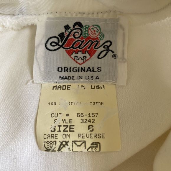 Rare Vintage Lanz Originals Sailor Midi Dress Fit & Flare White Gold Button - Picture 7 of 10